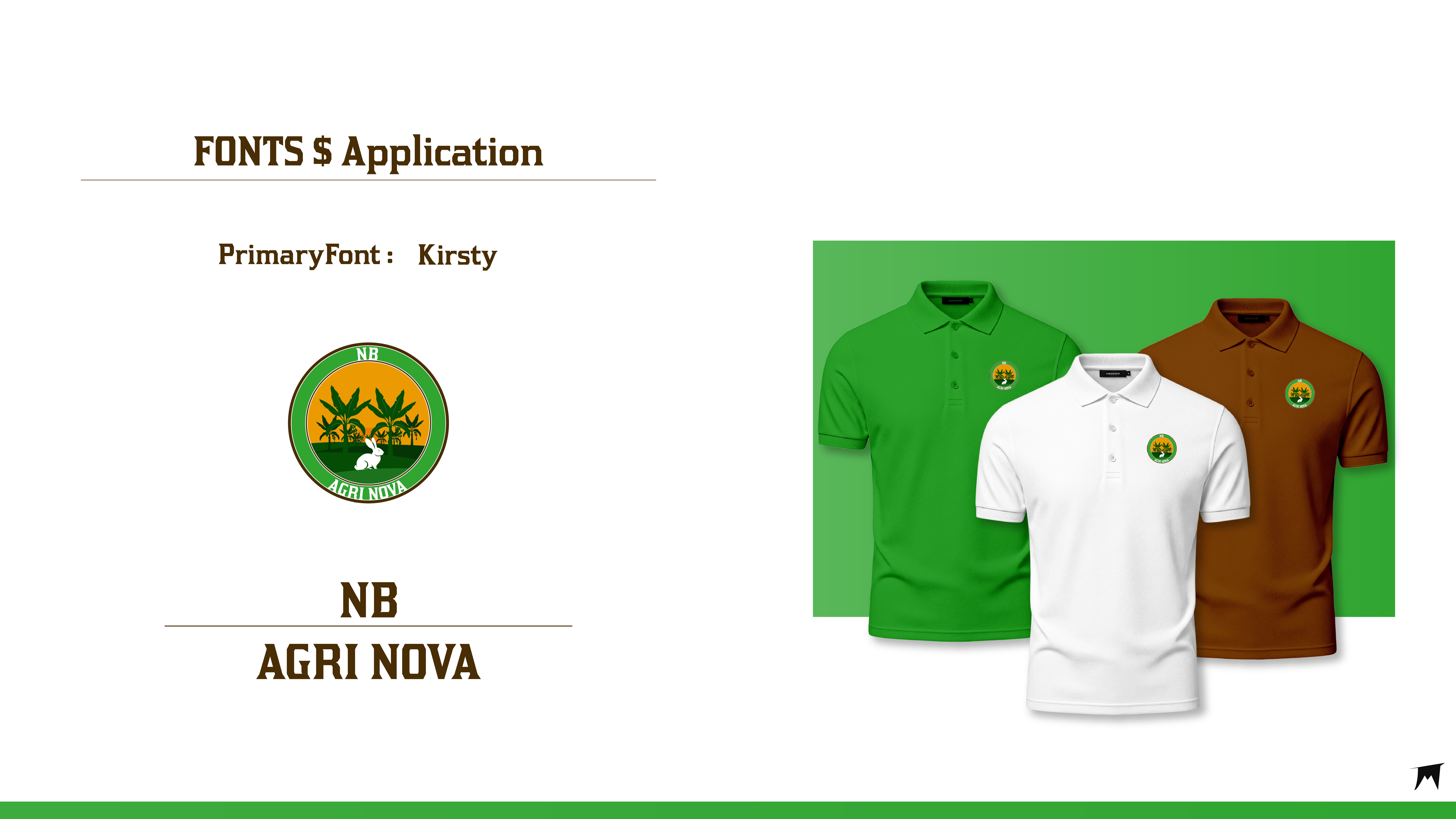 Agri Nova typography, logo and branded polo shirt applications