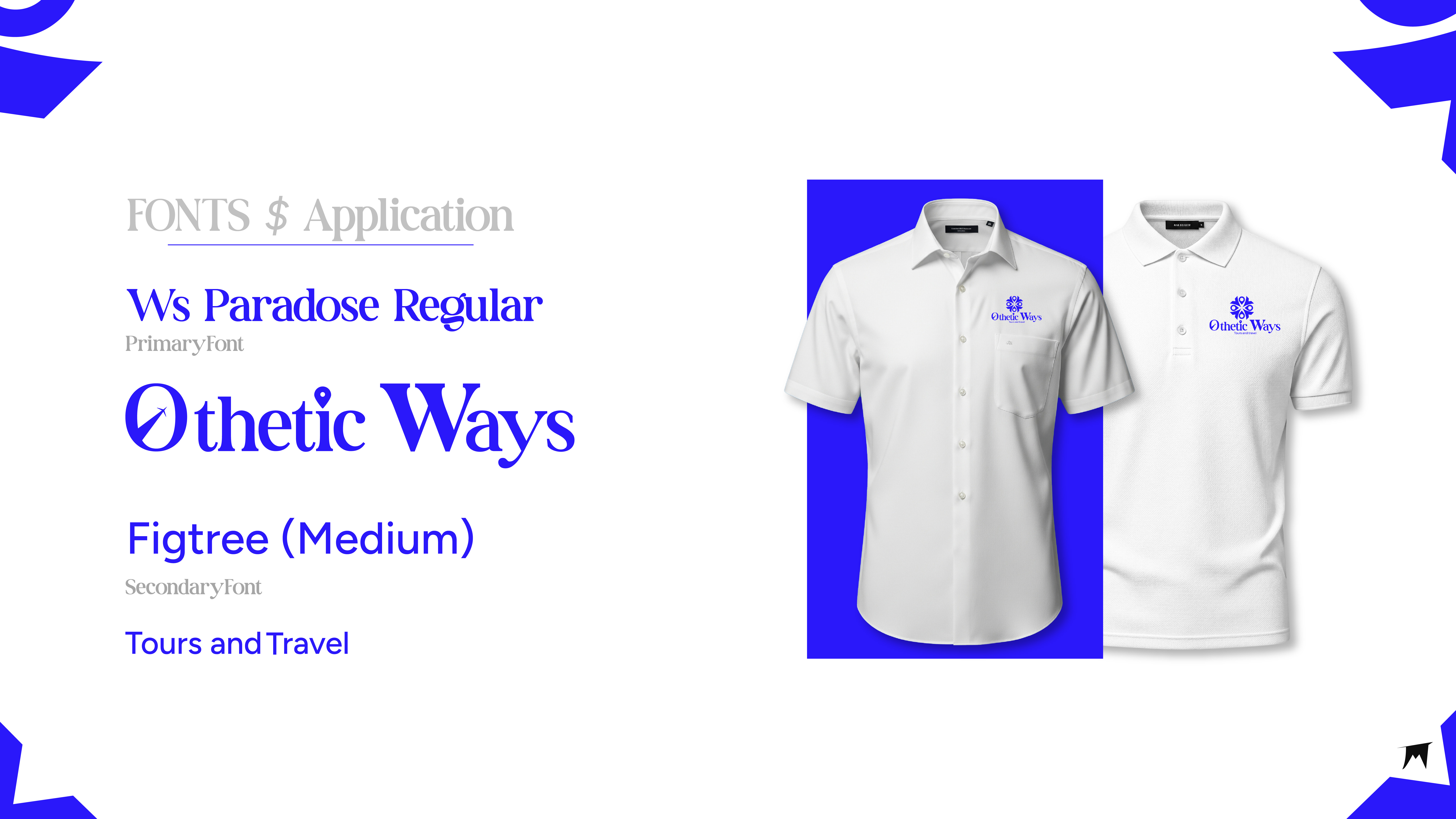 Othetic Ways typography and branded uniform applications