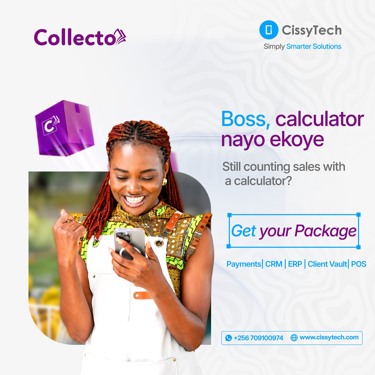Collecto mobile calculator campaign poster designed by The Craftsman Ug